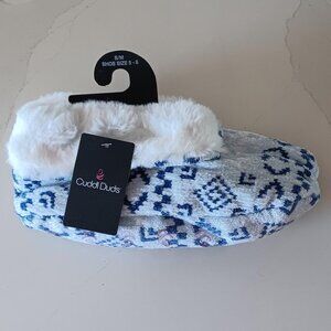 Cuddl Duds Slippers Blue White Sz Sm/Med 5 - 8 NEW